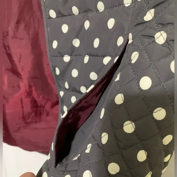 Polka Dot L Quilted Vest Talbots Outlet Brown Purple White - Picture 3 of 6